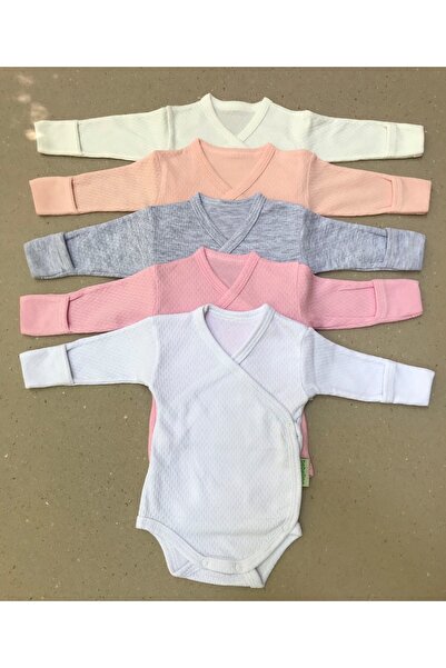 bebedino Uzun Kollu Kendinden Eldivenli Çıtçıtlı Badi Kruvaze 5 Li Paket