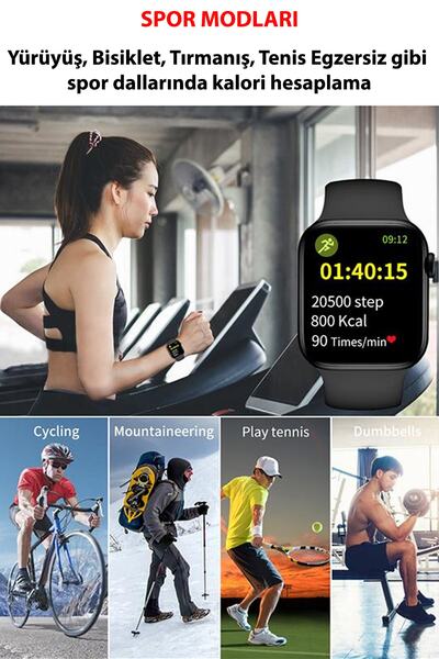 TECHNOMEN Akıllı Saat Türkçe Menülü Nabız&tansiyon Ölçer Arama Özellikli Ios&anroid Çift Tuş