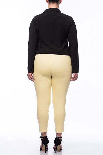 Şans Women's Large Size Yellow Stretch Trousers 65n33115