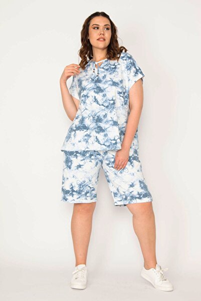 Şans Plus Size Pajama Set - Multi-color - Batik print