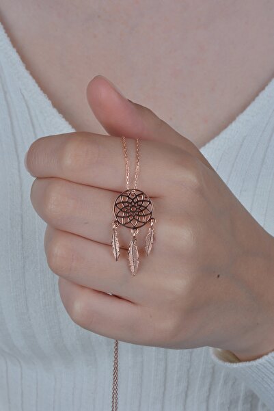 ESSARE 925 Ayar Gümüş Tüy Motifli Yaşam Çiçeği Kolye