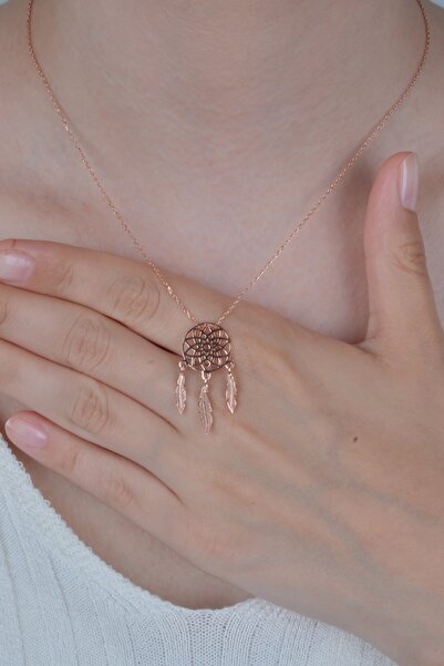 ESSARE 925 Ayar Gümüş Tüy Motifli Yaşam Çiçeği Kolye