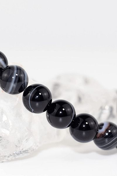 Tesbih Atölyesi Certified Aaa Quality Natural Black Eye Agate Stone Bracelet