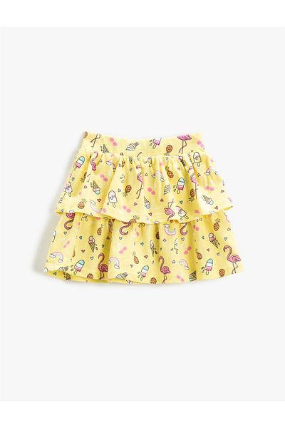 Koton Patterned Skirt Ruffled