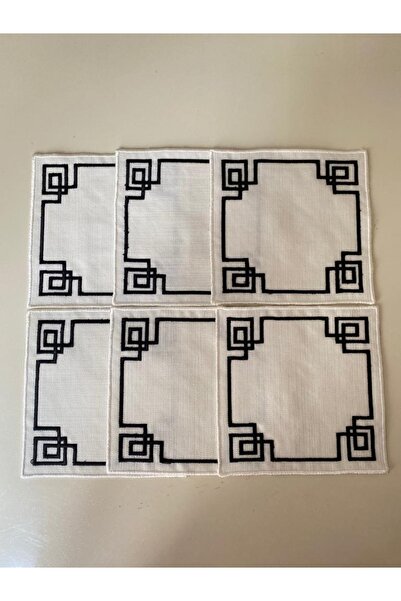 LİNDA MİA منديل كوكتيل مطرز هندسي 6 قطع