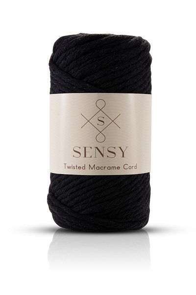 SENSY Premium Scanned Macrame Macrame Hobby Rope Negru