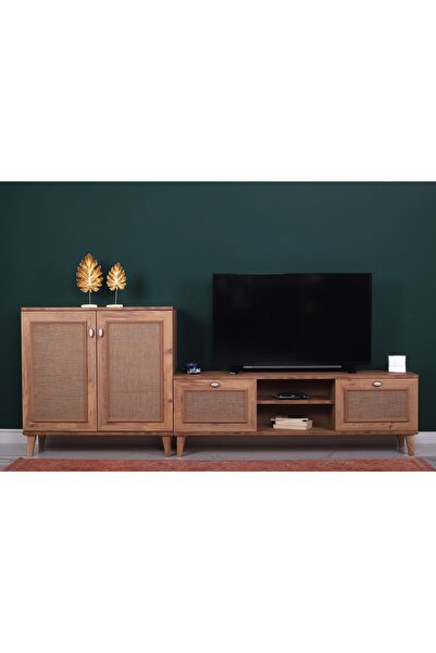 MBK AHŞAP Tv Sehpası Raflı Tv Ünitesi 235 cm Televizyon Ünitesi
