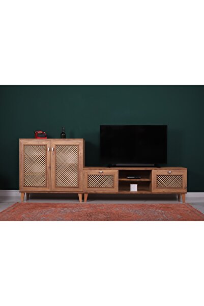 MBK AHŞAP Tv Sehpası Raflı Tv Ünitesi 235 cm Televizyon Ünitesi