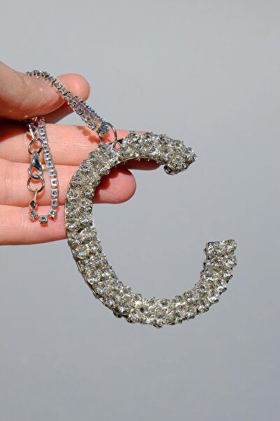 TASARIM ARABAM ATİKE ELİF AKIN Silver 7 cm ''c' Letter Rearview Ornament