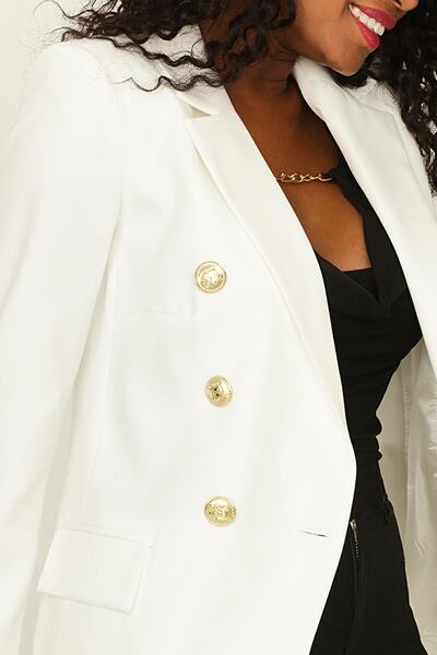 Select Moda Γυναικείο μπλέιζερ με κουμπιά από λευκό χρυσό