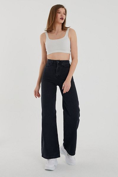 Livik Women's Black High Waist Wide Leg Jeans