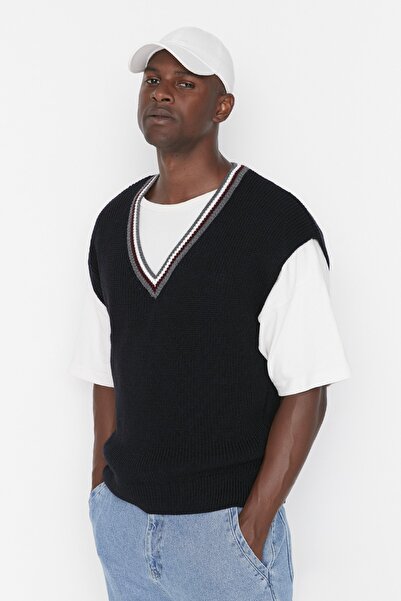 Trendyol Collection Sweater Vest - Navy blue - Oversize