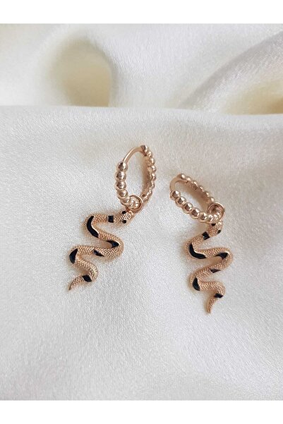 isikaccessories Yılan Küpe Rose Gold