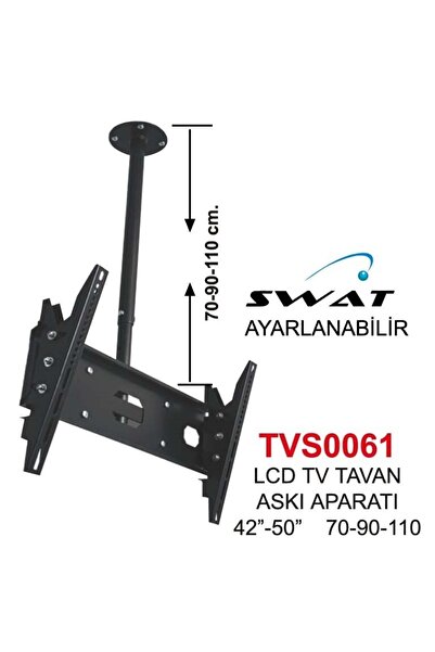 Swat Tvs-61 Lcd Tv Tavan Askı Aparatı 42"-50" 70-90-110cm Ayarlanabilir Kadem...