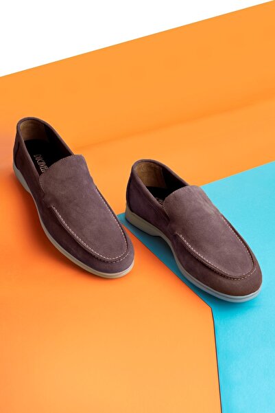 Ducavelli Facile Süet Hakiki Deri Erkek Günlük Ayakkabı Loafer Ayakkabı Kahverengi