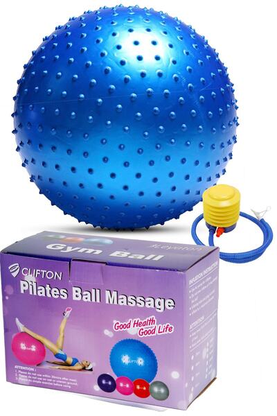 Clifton Dikenli Jimnastik Topu 65 Cm Mavi+ Pompa Hediyeli