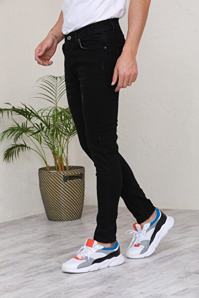Jeanblack Μαύρο ανδρικό τζιν Skinny Fit Jeans Lycra στενά νύχια