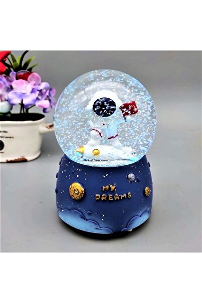 Genel Markalar Diz Çöken Astronot Müzikli Püskürtmeli Büyük Boy Kar Küresi