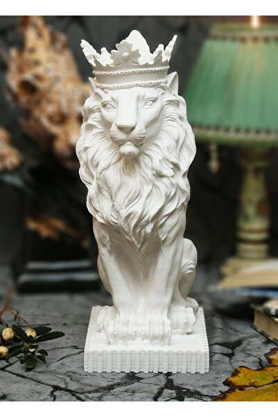 Genel Markalar Taçlı Aslan Büst Büyük Boy Heykel Büst Dekor