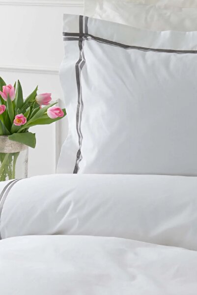 Karaca Home Valse Saten Percale Double Duvet Cover Set Striped Gray