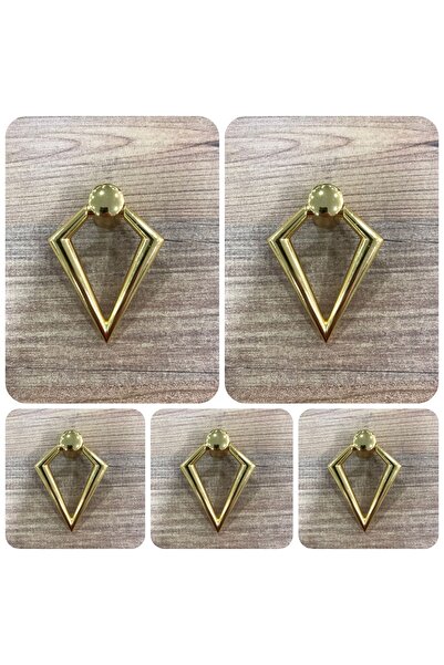 ARON (5 Adet) Hayal Büyük Üçgen Sarkaç Altın Düğme Kulp Mobilya Komidin Şifonyer Konsol Mutfak Kapak