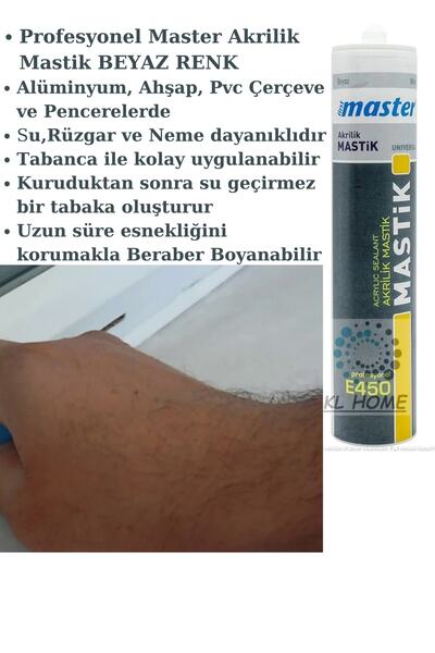 Firstmaster Profesyonel Kalite Beyaz Renk Mastik Akrilik 450gr-310ml
