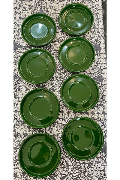 Yiğit Seramik Züccaciye Green 8-Piece Tea Plate - Stylish and Practical Set