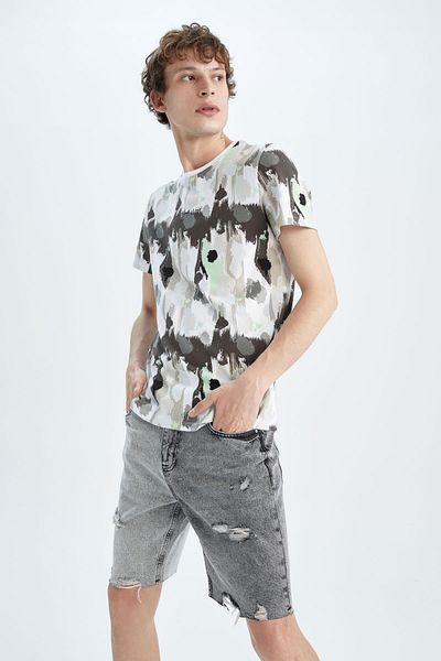 DeFacto Slim Fit Crew Neck Printed Cotton T-Shirt