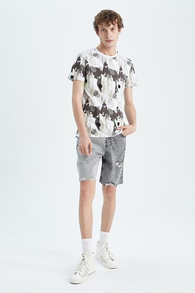 DeFacto Slim Fit Crew Neck Printed Cotton T-Shirt