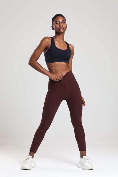 Seise Tekstil Smeđe rebraste helanke