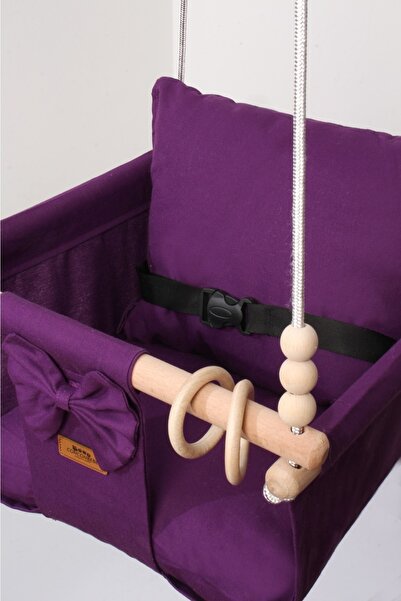 ConconBebe Çocuksalıncak Ahşap Mor Renk Bebek Çocuk Bahçe Salıncağı Hamak Tavan Salıncağı Ev Salıncağı