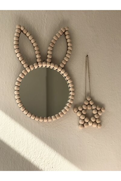 H2 Design Ahşap Boncuklu Tavşan Ayna Ve Yıldız Ikili Takım