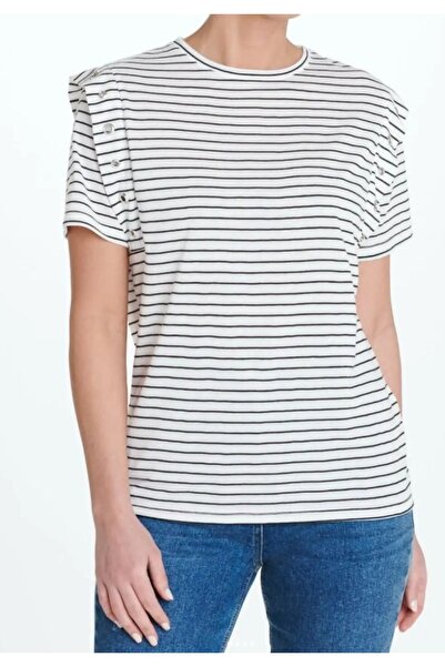 Kübra Tekstil Ženske Prugasto ručke Sa nitnama okrugla kragna T-shirt