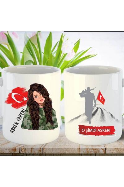 sıradışıhediyem طقم كوب وقلادة ديزي من Soldier Yareni Tuğra - مع هدية