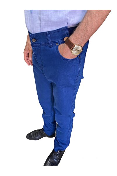 DostumGiyim Erkek Likralı Bel Lastikli Baba Klasik Hafif Dar Paça Kot Pantolon Esnek