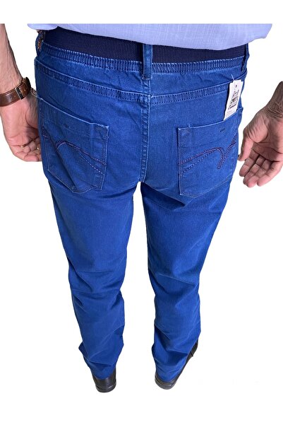 DostumGiyim Erkek Likralı Bel Lastikli Baba Klasik Hafif Dar Paça Kot Pantolon Esnek