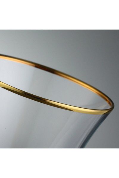 Paşabahçe Set of 6 Water Glasses - Mouth Wall Gold