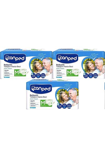 Canped 90 Pieces of Patient Diapers - Adult with Waist Band, M-Medium Size