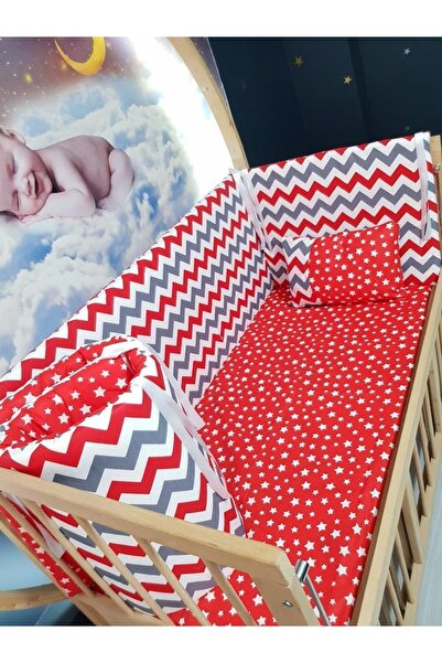 bebek_iklimi 70x130 Baby Crib Guard Set Zigzag Pattern 4 Pieces