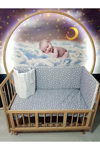 bebek_iklimi طقم واقي سرير أطفال مقاس 70 × 130 نمط نجمة 4 قطع