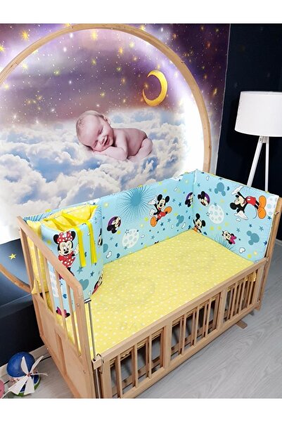 bebek_iklimi 70x130 Baby Crib Guard Set Mickey Pattern 4 Pieces