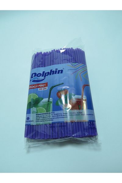 Dolphin 200 Pieces of Bellows Straws 22cm