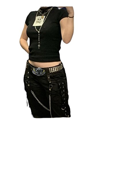 targay Gotički punk metalica stil remen sa šiljcima i kaubojskom kopčom