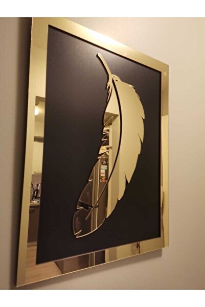 GÜNEŞ LAZER Decorativ din plexiglas auriu, oglindă decorativă de perete, frun...