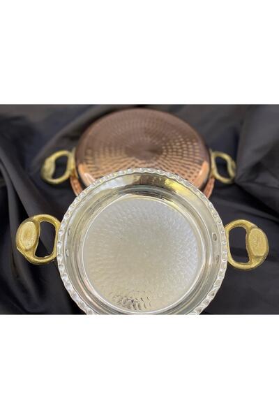 DMT COPPER HOME Gaziantep 21 cm Bakır El Dövmesi Tavası Mıhlama Sahan Kalaylı...