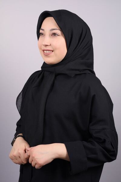 Bonjela Solid Color Crochet Bamboo Scarf - Pattern-01 - Black