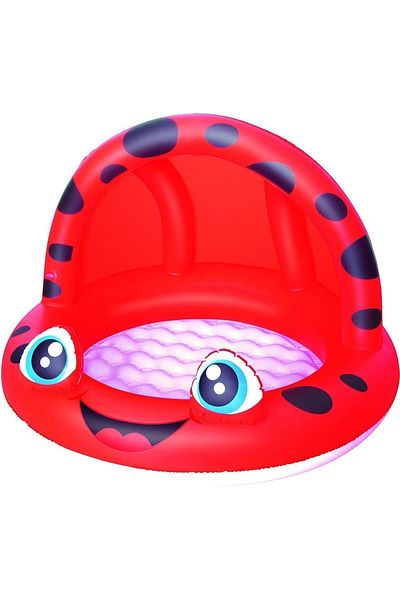 BESTWAY Children's Pool with Frog Figure and Half Canopy Red 52189