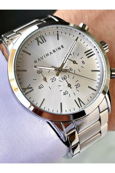 Navimarine Gümüş Renk Silver Kadran Fonksiyonlar Aktif 2 Yıl Garantili Çelik ...