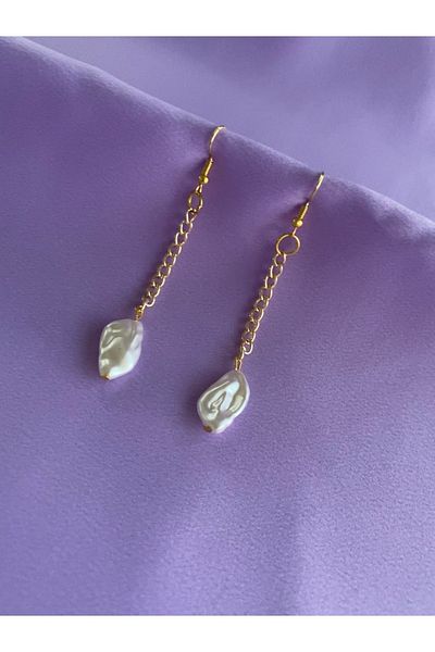 Maiden design Gold Color Chain Pearl Pendant Necklace Earring Set