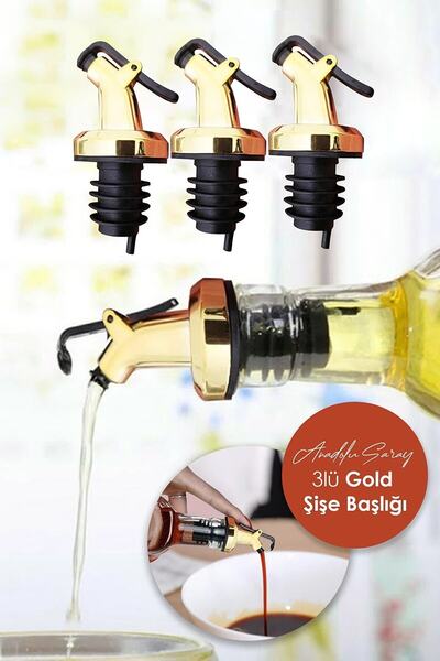 Anadolu Saray Çarşısı Gold 3-Piece Bottle Head - Oil Pot Service Apparatus |   Sauce Bowl Apparatus